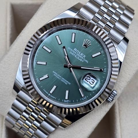 Rolex Datejust 41 41mm 126334-0028 - Mint Green Jubilee Like New Condition Full Set 11-2023
