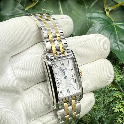 Seiko Classic Essentials Two-Tone Quartz Tank Dress Watch SWR087P1