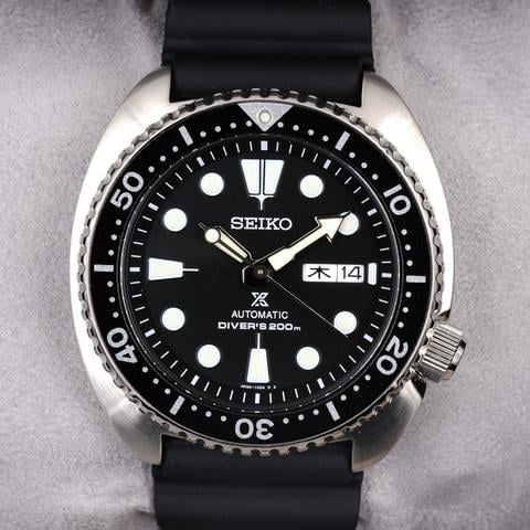 Seiko Prospex Turtle 45mm Automatic Diver Steel Case Black Dial Black Rubber Stra