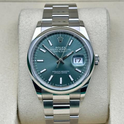 Rolex Datejust 36 Mint Green Dial 2025 - New Style Box