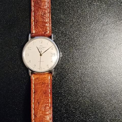 IWC Portofino Automatic Women's IWC brown genuine ostrich band with white stitching