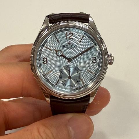 Rolex 1908 Ice Blue Dial Leather Strap 2024 Full Set Brand New