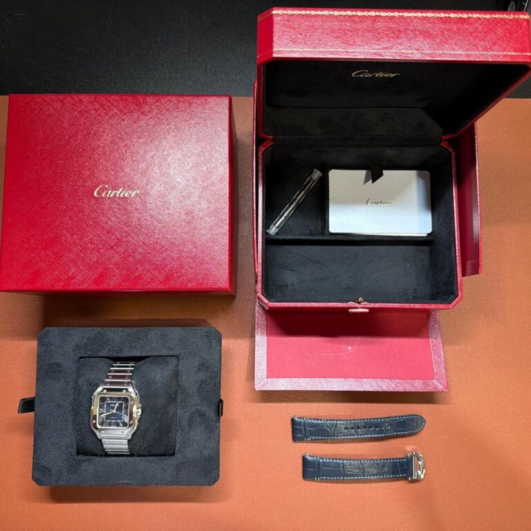 Cartier Santos De Cartier Blue 2023 Dial Medium Cartier Santos de Cartier Medium Blue Dial – Steel Bracelet
