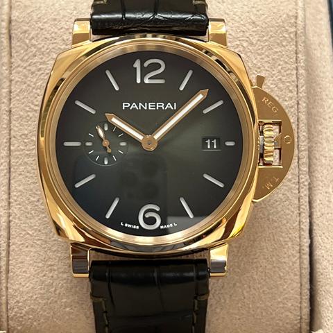 Panerai Luminor Due 42mm New 2026 Boutique Exclusive Yellow Gold Green Dial Full Set Pam1423
