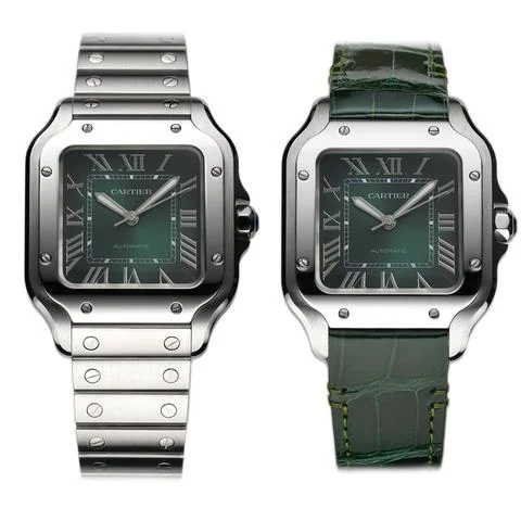 Cartier Santos 35mm Medium Steel Green Dial