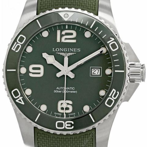 Longines HydroConquest AUTO 43MM GRN Dial/Rubber Men's Watch L3.782.4.06.9