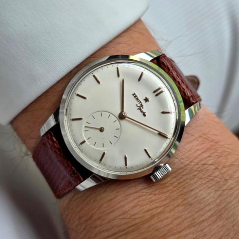 Zenith Sporto 1955 JUMBO Calatrava 37mm Untouched 126-6 RARE New Old Stock Big Crown